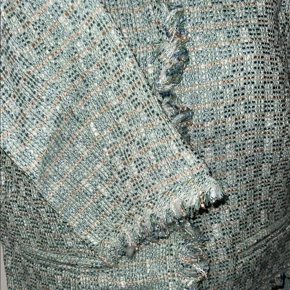 Blue Cropped Blazer with Textured Fabric - Picture 5 of 7